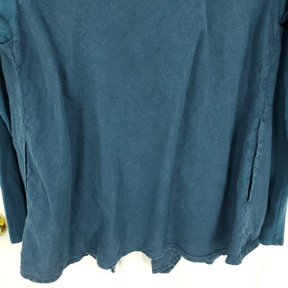 Flax Linen/Cotton Long Sleeve Open Jacket S Teal/Blue-Green - Picture 12 of 16